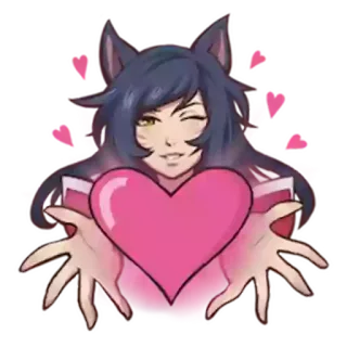 🥰 Ahri League of Legends gracz, anime, manga, serce, słodki, kawaii telegram sticker