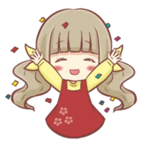 🎊 Desenho animado, Menina, Celebração, Feliz, Fofo, Adesivo, Personagem telegram sticker