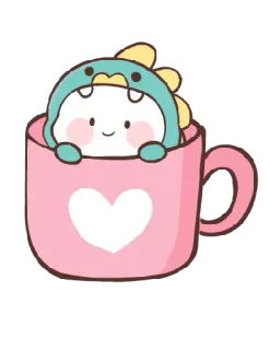💖 kawaii, dinosaur, cup, cute, sticker, cartoon telegram sticker