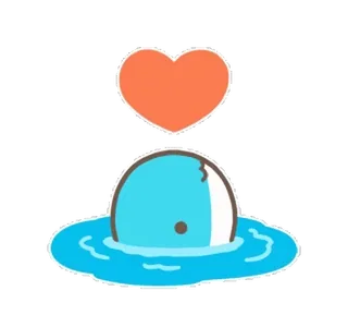 🐳 하트, 파란색, 귀여운, 물, 사랑, 블롭 telegram sticker