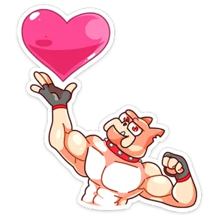 ❤️ dessin animé, chien, muscle, coeur, amour, sticker telegram sticker