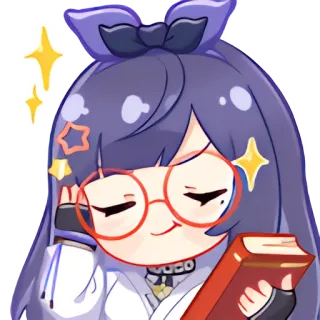 😎 anime, desenho animado, óculos, brilho, livro telegram sticker