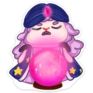 🔮 voyante, mouton, dessin animé, mystique, magie, prédiction telegram sticker