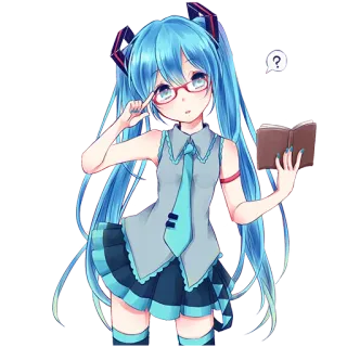 🤓 Hatsune Miku Anime, Cartoon, Vocaloid, Hatsune Miku, Süß, Kawaii, Mädchen telegram sticker