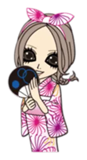 😀 Anime cewek, Kimono, Kipas, Musim panas, Lucu, Karakter, Gaya Jepang telegram sticker