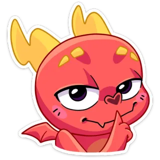 🤫 dragon, cartoon, sticker, cute, red, fantasy whatsapp sticker
