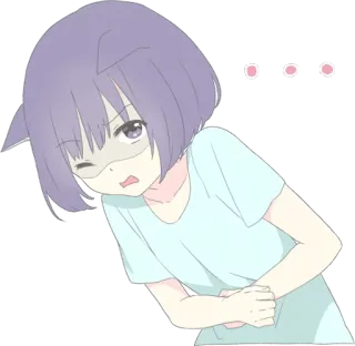 🤢 anime meisje, ziek, ongesteld, schattig, illustratie telegram sticker