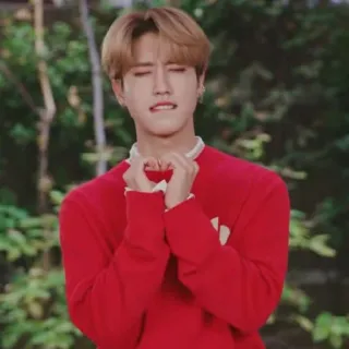 💘 人, 心, 红色毛衣, 韩国人, 亚洲人, 爱, 感情 whatsapp sticker