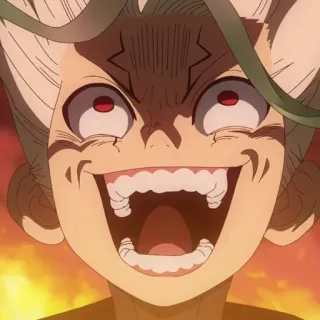🔬 Senku Ishigami Dr. Stone аниме, злой, взволнованный, решительный, Сенку, Доктор Стоун whatsapp sticker
