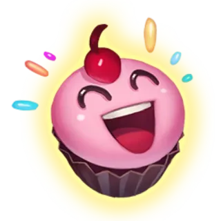 😄 Cupcake, Dessert, Cibo, Dolce, Ciliegia, Kawaii, Carino telegram sticker