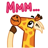 🤔 MMM... giraffa, animale, carino, cartone animato, mmm, mangiare telegram sticker