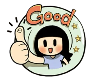 👍 Good good, thumbs up, cartoon, girl, positive, okay telegram sticker