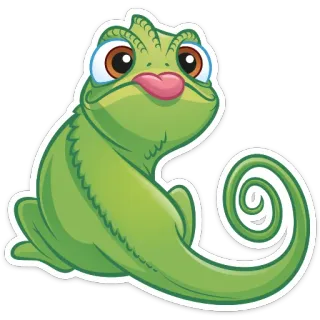 😝 caméléon, animal, dessin animé, lézard, vert telegram sticker