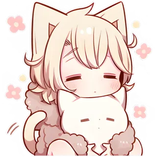 ☺️ gatto, chibi, anime, kawaii, carino, cartone animato, adesivo, abbraccio whatsapp sticker