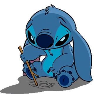 😒 Stitch Lilo & Stitch buồn, xanh lam, người ngoài hành tinh, phim hoạt hình, Disney telegram sticker