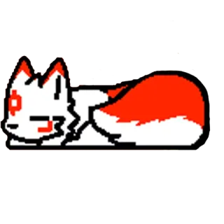 🖤 animal, raposa, desenho animado, vermelho, branco, dormindo telegram sticker