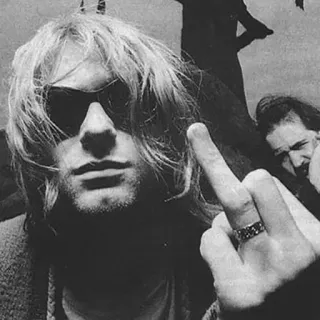 🤬 Kurt Cobain 科特·柯本, 竖中指, 音乐, 摇滚, 垃圾摇滚, 冒犯 telegram sticker
