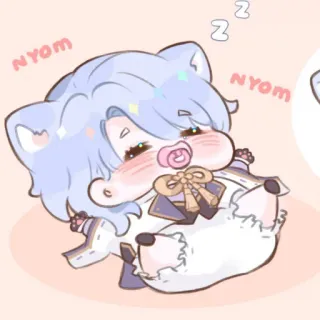 🍥 NYOM cute, kawaii, chibi, anime, sleepy, animal, pacifier telegram sticker