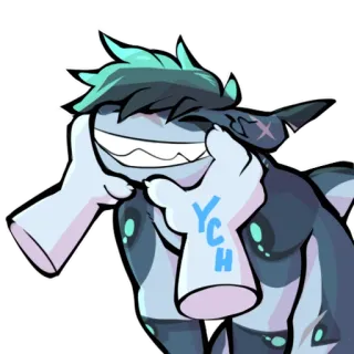 😁 YCH Antro, Furry, Tiburón, Personaje, Dibujo animado, Ilustración telegram sticker