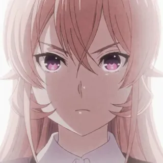 🥘 anime, ragazza, capelli rosa, seria, ritratto telegram sticker