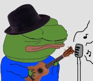 🎤 Pepe pepe, rana, ukulele, sombrero, música, meme telegram sticker