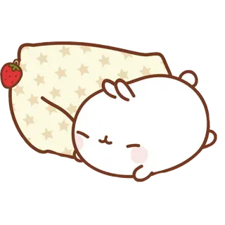 😴 Molang molang, rabbit, cute, kawaii, sleeping, strawberry telegram sticker