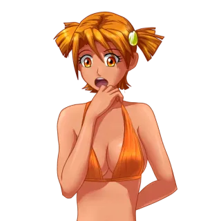 😳 chica anime, traje de baño, bikini, sexy, dibujos animados, pelo naranja telegram sticker