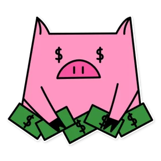 💶 свинья, деньги, доллары, валюта, богатство, мультфильм telegram sticker