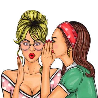 😯 gossip, women, vintage, retro, friends, secrets telegram sticker