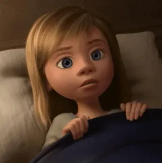 🤖 Riley Andersen Inside Out cartone animato, ragazza, triste, Inside Out, Disney, Pixar, personaggio, animazione telegram sticker