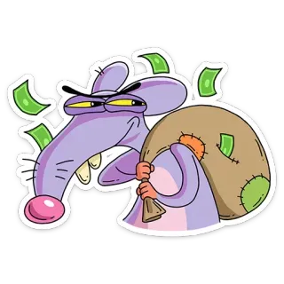 🤑 rat, argent, voleur, dessin animé, avidité, crime telegram sticker
