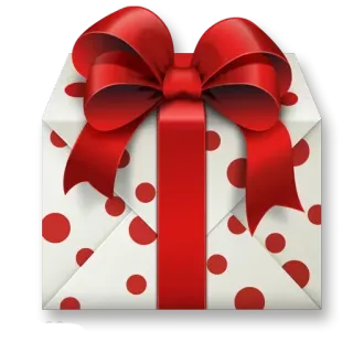 😪 cadeau, cadeau, ruban, noeud, rouge, blanc, pois, emballage, célébration telegram sticker