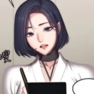 💭 嗖 kobieta, długopis, pisanie, anime telegram sticker