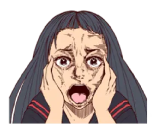 😱 Anime, Choqué(e), Effrayé(e), Femme, Expression whatsapp sticker