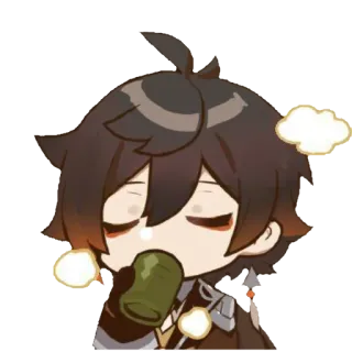 ☕️ Zhongli Genshin Impact เก็นชิน อิมแพ็ค, จงหลี, อนิเมะ, ตัวละคร, เกม, miHoYo telegram sticker