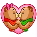 😘 bears, love, heart, romance, kissing, cartoon, cute, couple telegram sticker