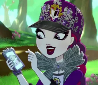 😃 Raven Queen Ever After High Мультфильм, Персонаж, Подросток, Девушка, Фиолетовый telegram sticker