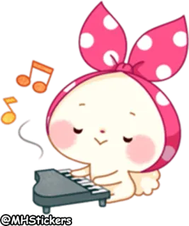 🎹 @MHStickers sticker, lindo, conejo, piano, música, dibujos animados whatsapp sticker