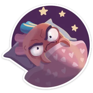 😴 slaperig, knorrig, bed, cartoon, moe, slapeloosheid whatsapp sticker