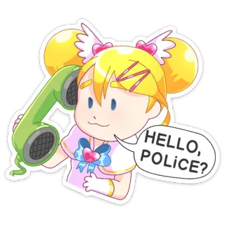 ☎️ HELLO, POLICE? cartone animato, anime, ragazza, telefono, polizia telegram sticker