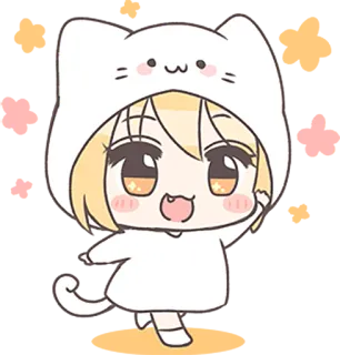 👋 кот, аниме, мультфильм, милый, каваи whatsapp sticker