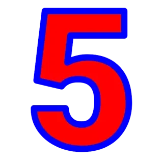 5️⃣ номер 5, красный, синий, номер whatsapp sticker