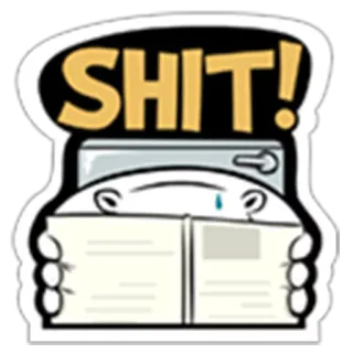 🚽 SHIT! Cartone animato, Offensivo, Bagno, Giornale, Piangere, WC telegram sticker