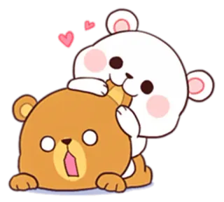 😜 fofo, ursos, amor, kawaii, desenho animado, coração, Milk and Mocha telegram sticker