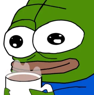 ☕️ Pepe the Frog Pepe la Rana, Meme, Bebiendo, Rana, Dibujo animado, Meme de Internet, Café, Té telegram sticker