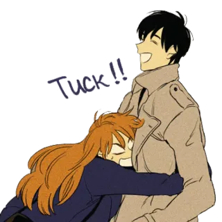 🤗 Tuck!! การ์ตูน, กอด, ความรักใคร่, อนิเมะ, ความรัก telegram sticker