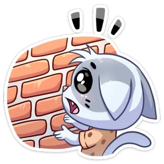 🤩 kat, cartoon, bakstenen muur, geschrokken, schattig, dier telegram sticker