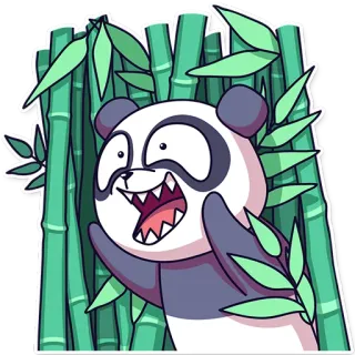 🐻 Панда, Бамбук, Мультфильм, Животное, Милый, Смешной, Дикая природа whatsapp sticker
