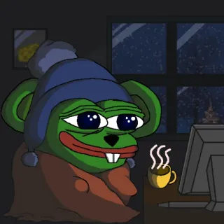 ☺️ Pepe the Frog Pepe, Frosch, Winter, kuschelig, Meme telegram sticker