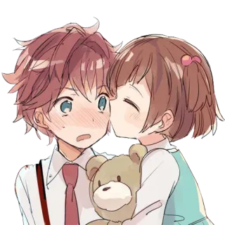 ❤️ beijo, fofo, desenho animado, romance, casal, animado, adorável, amor whatsapp sticker